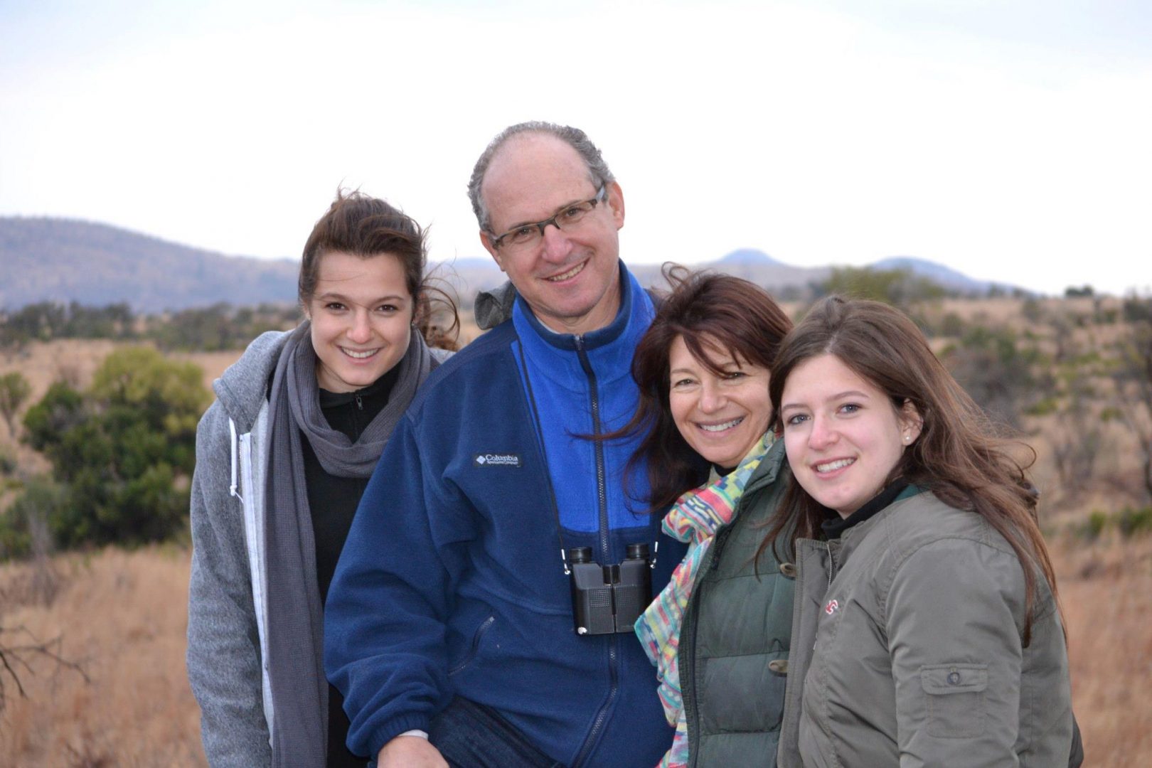 Author Jeff Ginsberg and his daughters on a trip to the African bush