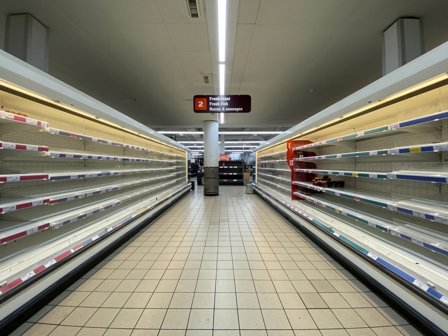 Empty supermarket shelves