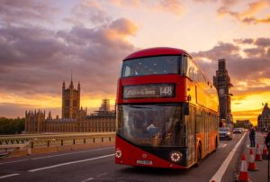 red-yellow-bus-road-daytime