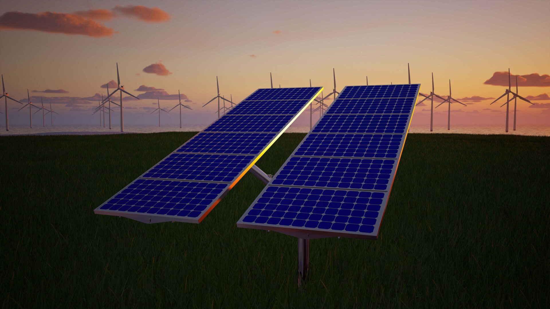solar panels and wind turbines