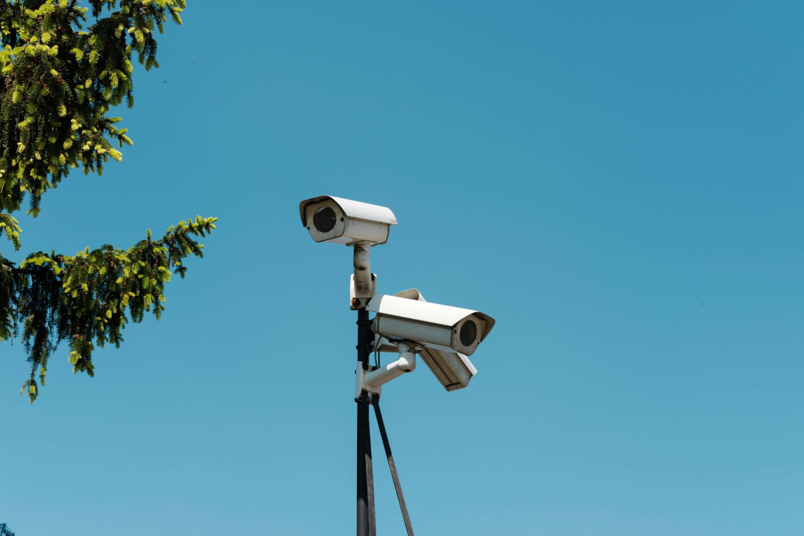 security camera under blue sky