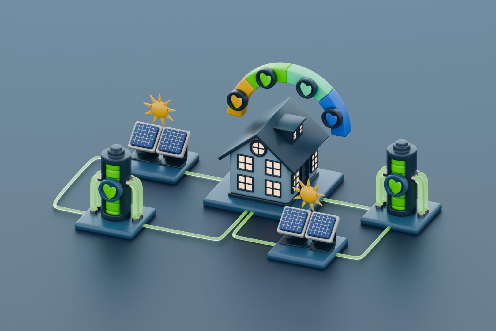 Render image of renewable energy home solar