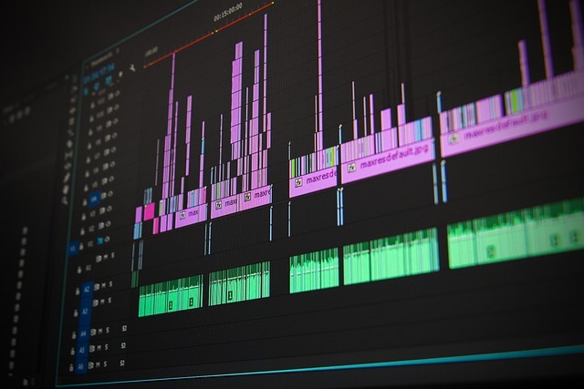 Photo of a screen showing video editing software