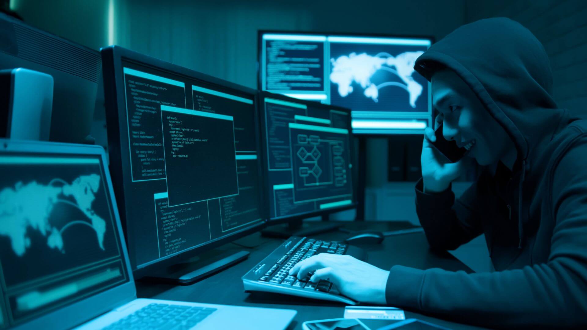 Cybercriminal Hacking Computer System