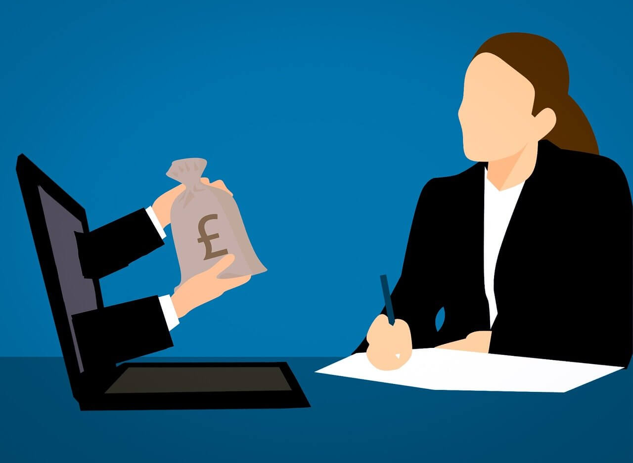 animation-of-woman-bing-given-money-through-computer