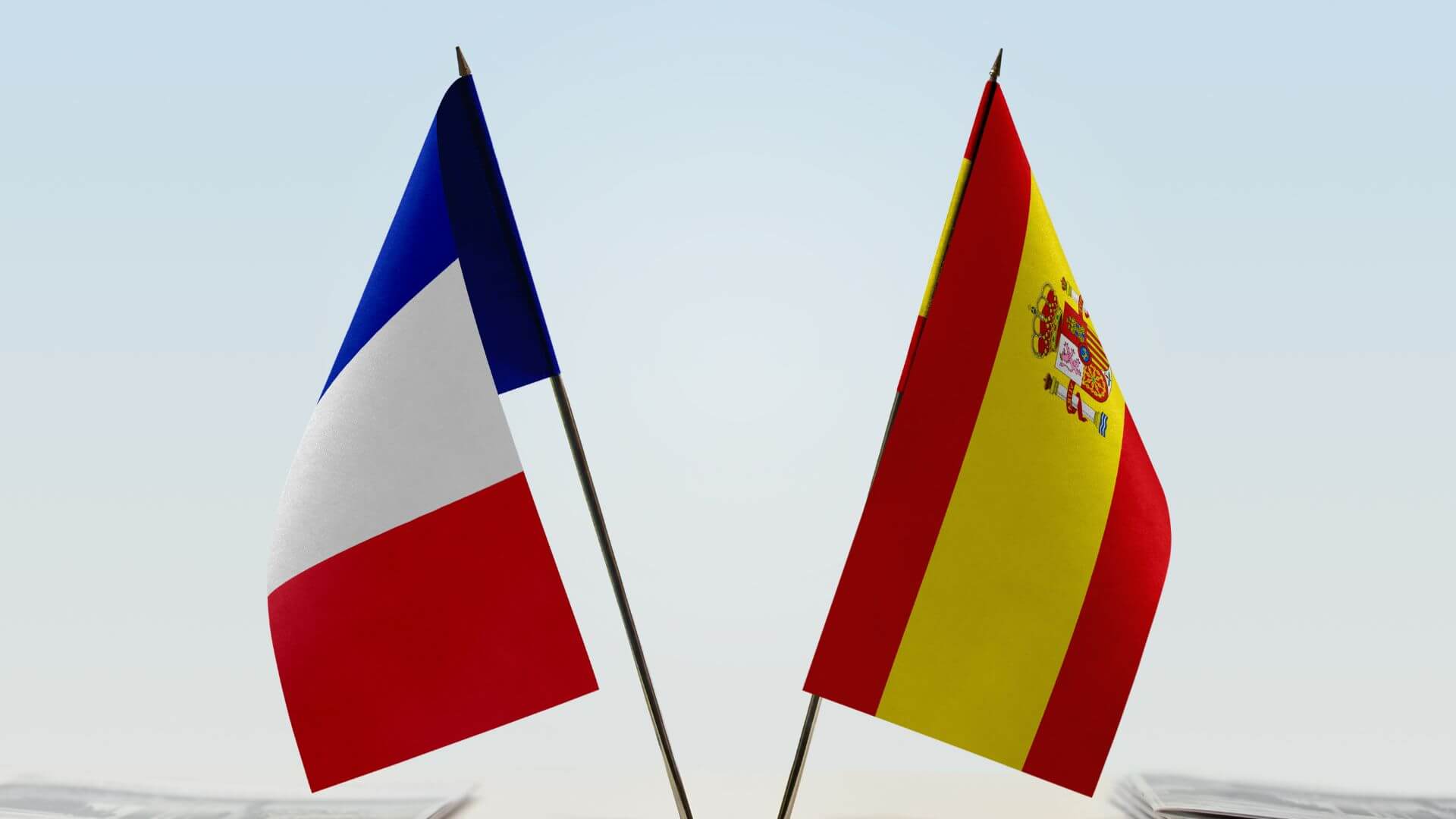 France And Spain Flags