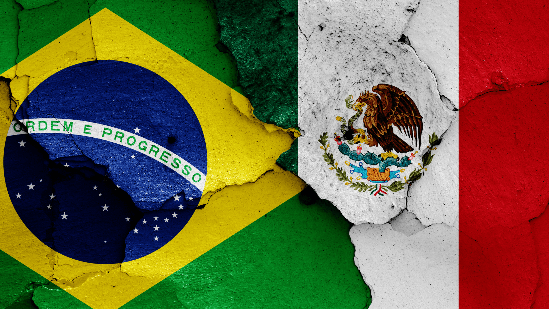 Brazil And Mexico Flags