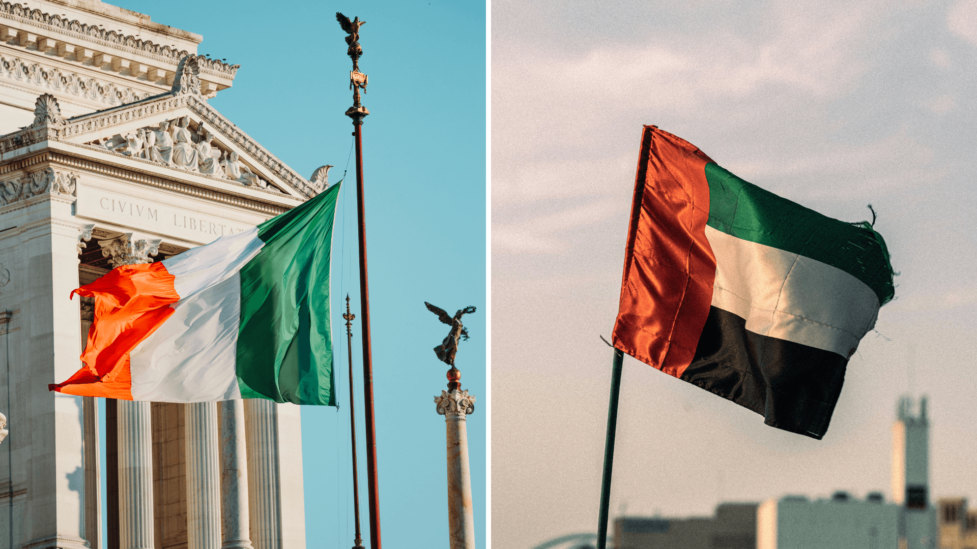 Ireland And UAE Flags